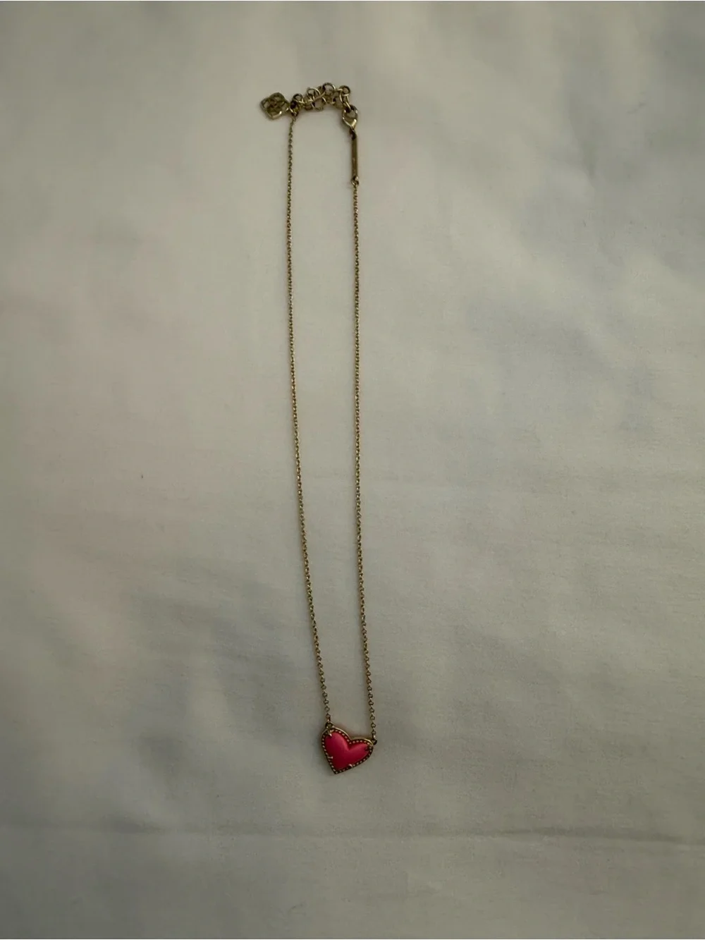 Kendra Scott Heart Necklace Gold Chain Necklace with Pink Heart Pendant